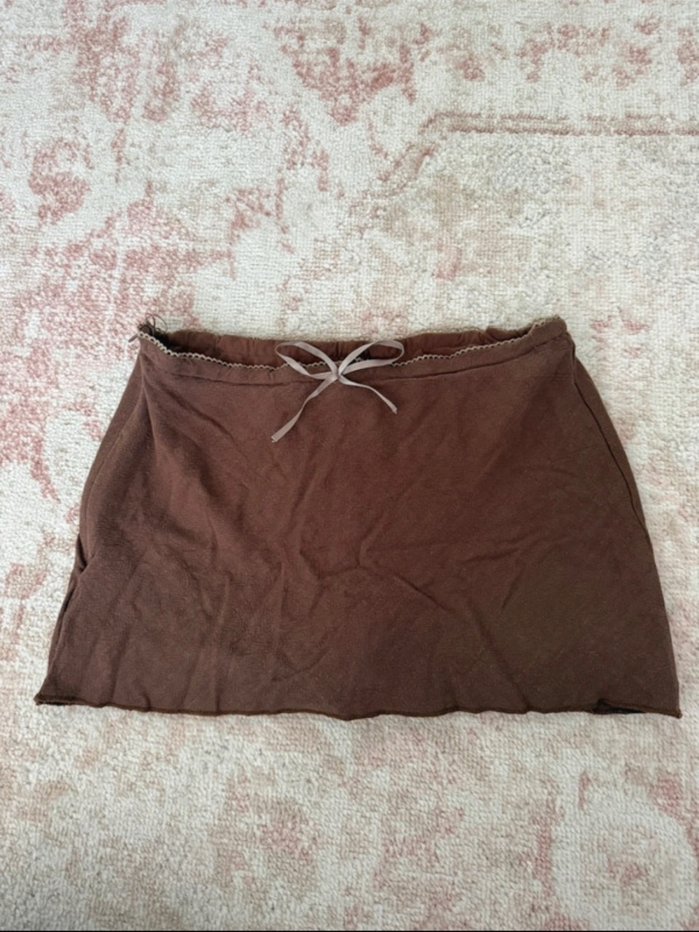 Brown Drawstring Casual Mini Skirt
